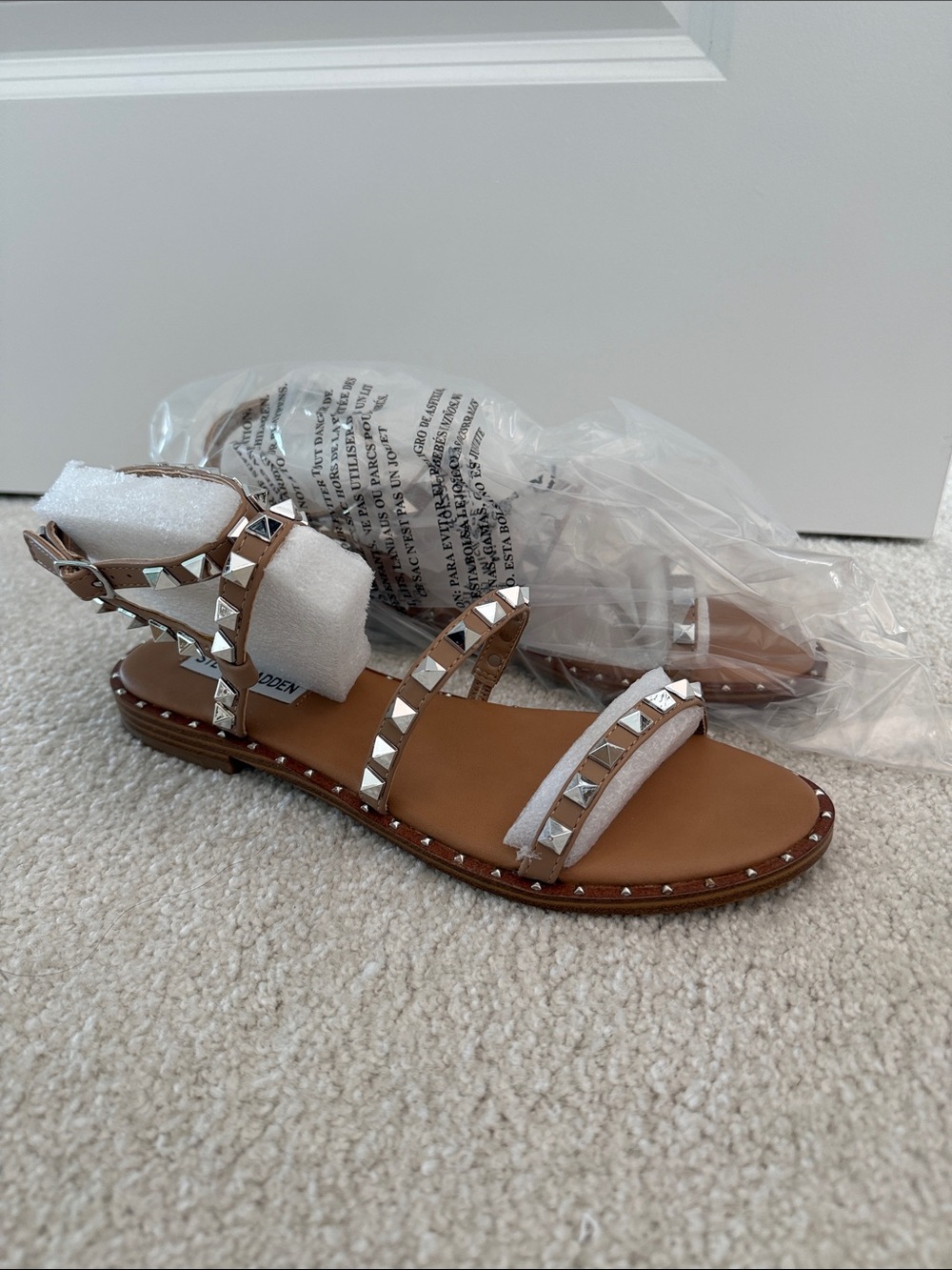 Steve Madden Tan Gladiator Sandals with Silver Studs